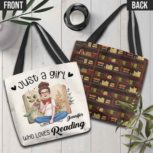 Just A Girl Who Loves Reading - Personalized Book Tote Bag