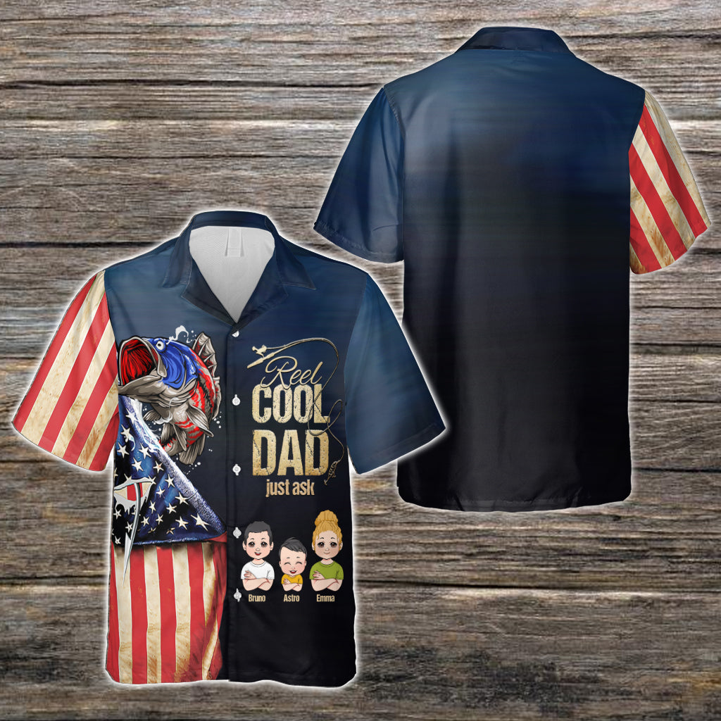 Reel Cool Dad - Personalized Fishing Hawaiian Shirt