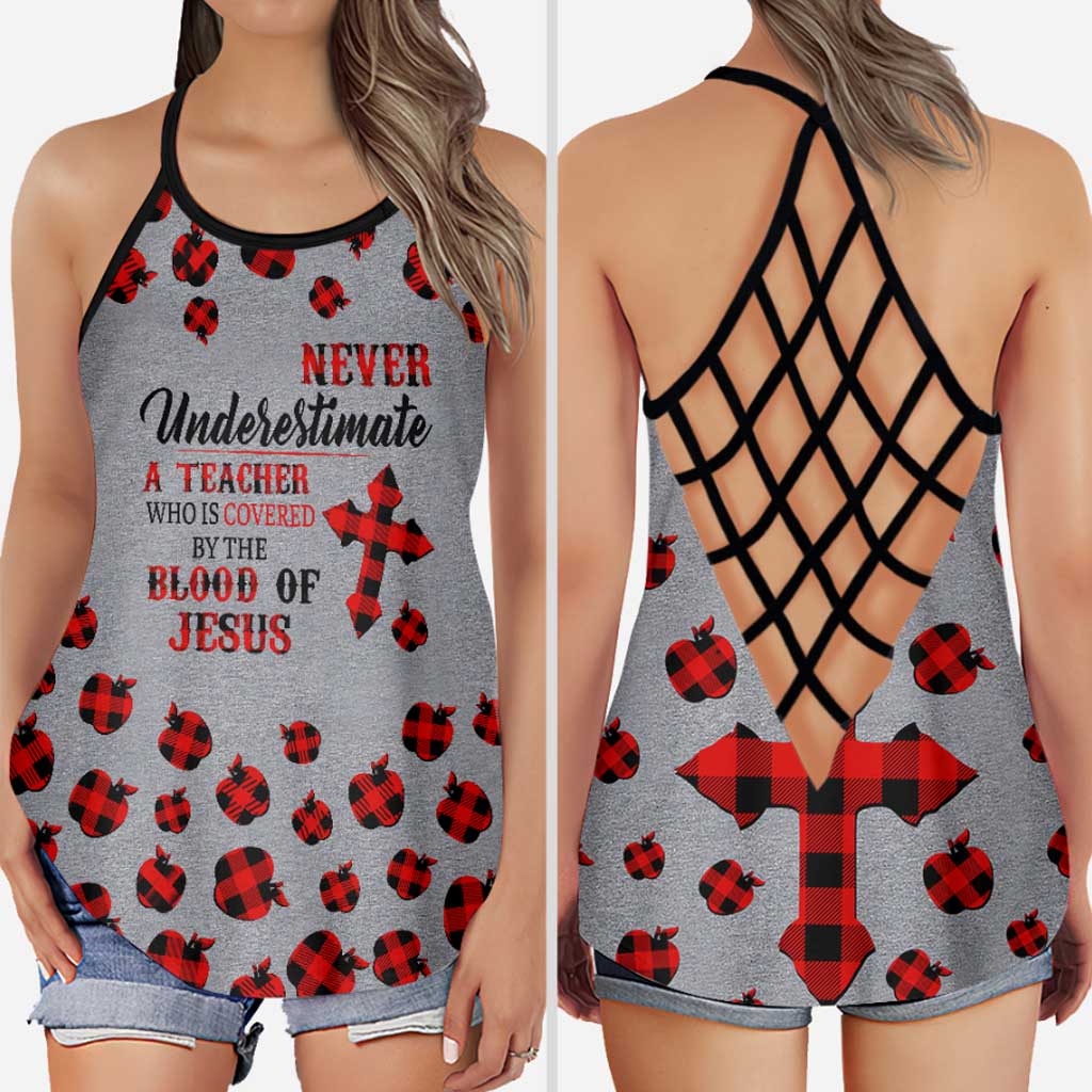 Never Underestimate  - Teacher Cross Tank Top