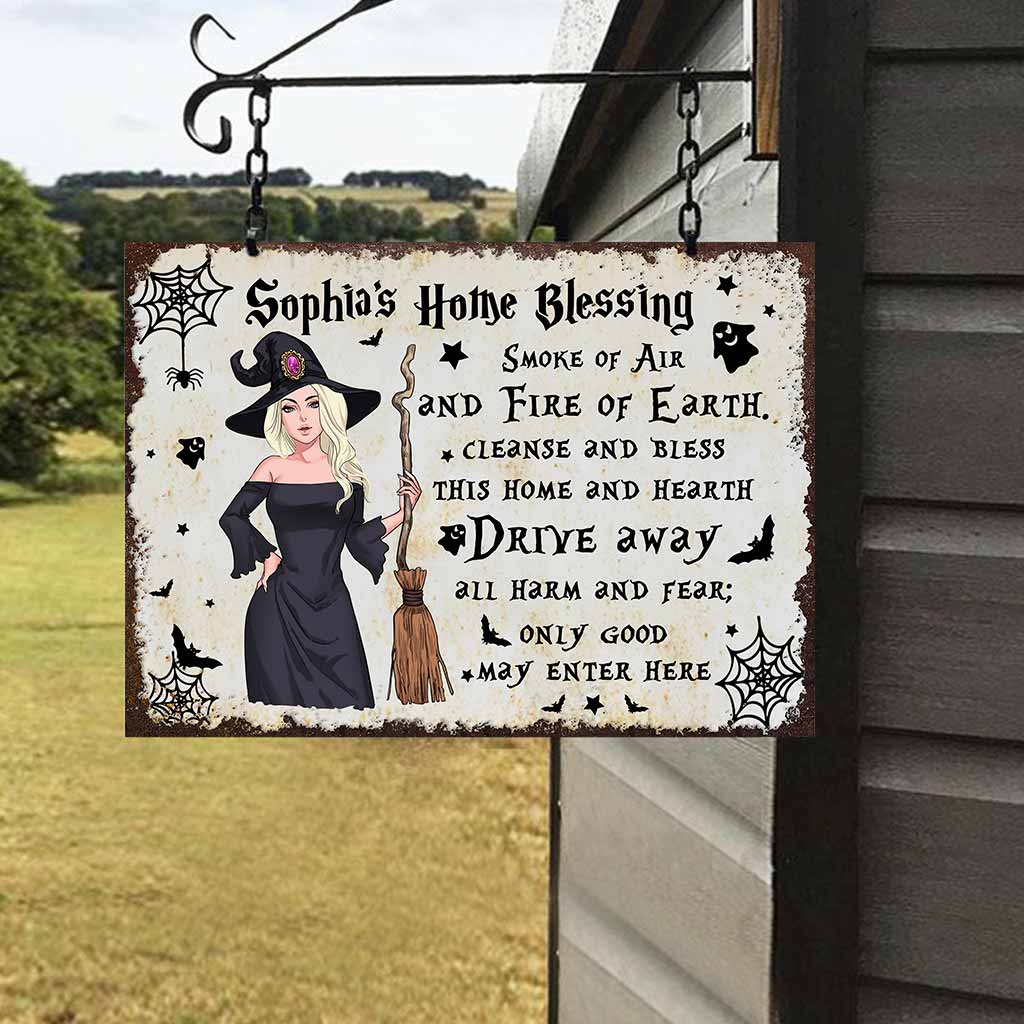 Bénédiction du foyer - Panneau métallique rectangulaire personnalisé « Sorcière »