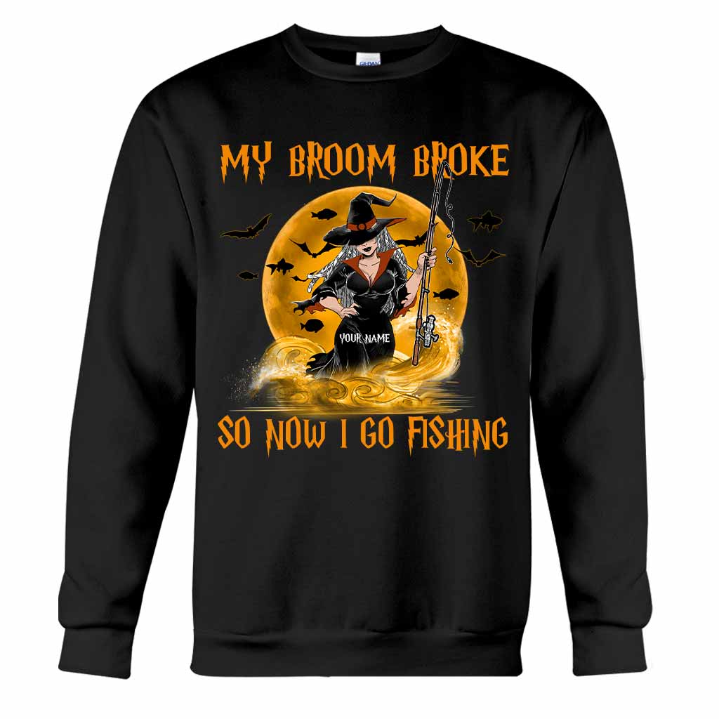 My Broom Broke I Go Fishing Personalized T-shirt And Hoodie