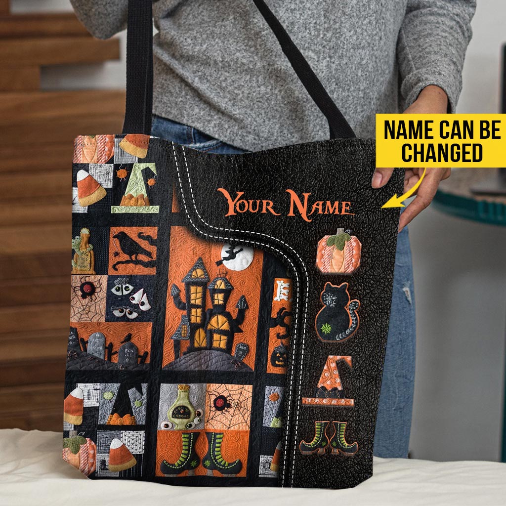 Mon balai est cassé, alors maintenant je fais du patchwork. Sac fourre-tout personnalisé d'Halloween