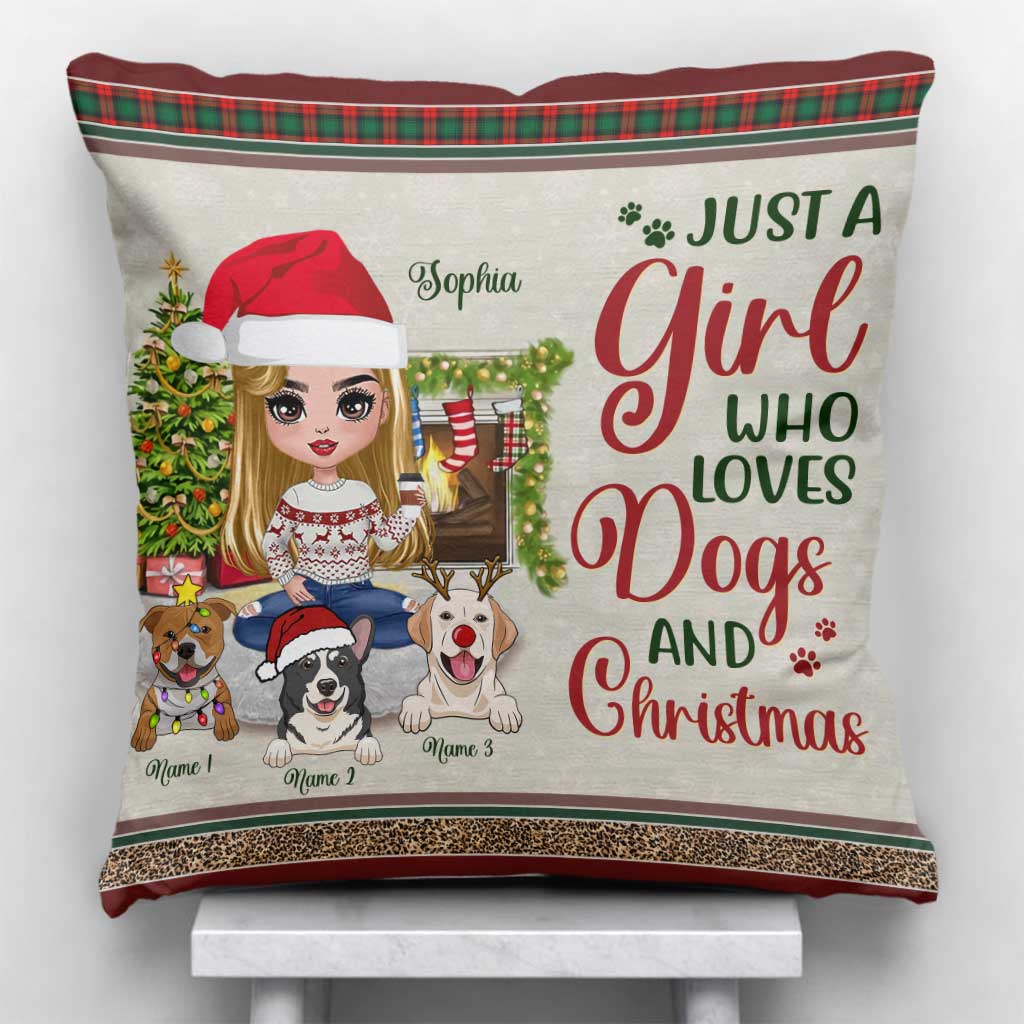 Coussin décoratif personnalisé pour chien « Juste une fille qui aime les chiens »