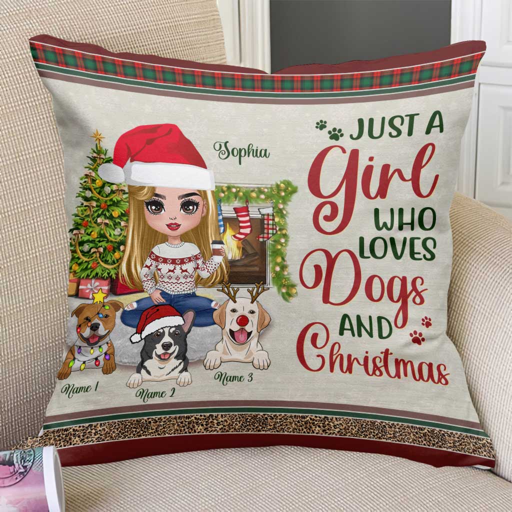 Coussin décoratif personnalisé pour chien « Juste une fille qui aime les chiens »