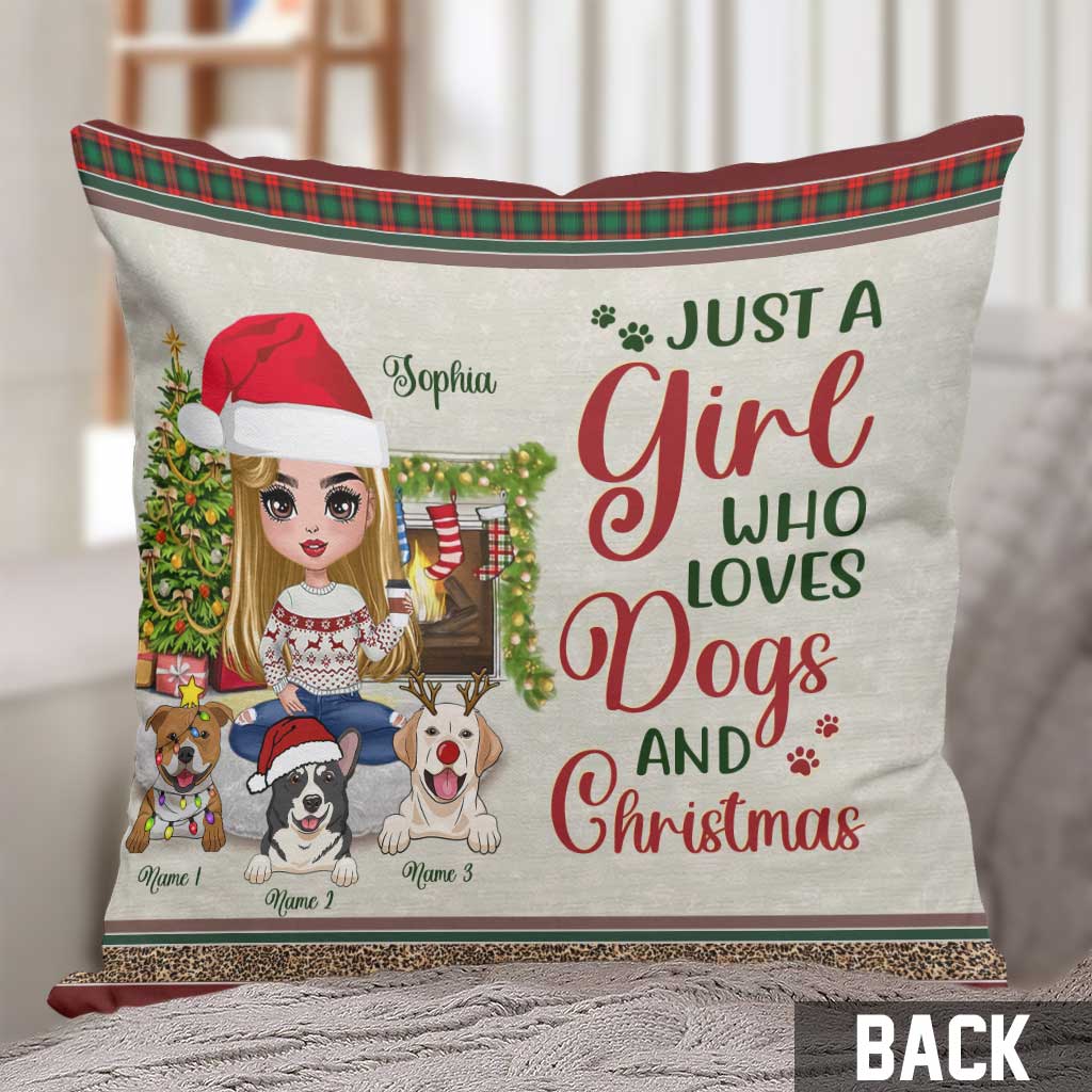 Coussin décoratif personnalisé pour chien « Juste une fille qui aime les chiens »