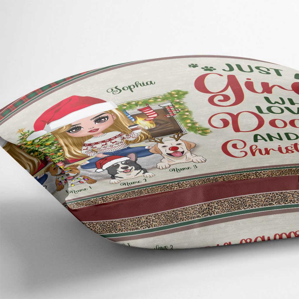 Coussin décoratif personnalisé pour chien « Juste une fille qui aime les chiens »