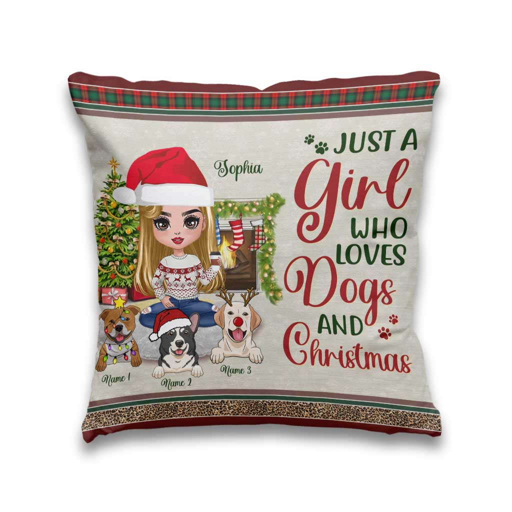 Coussin décoratif personnalisé pour chien « Juste une fille qui aime les chiens »