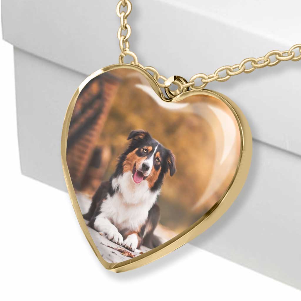 Collier pendentif cœur de chien personnalisé pour Noël « Quand je ferme les yeux »