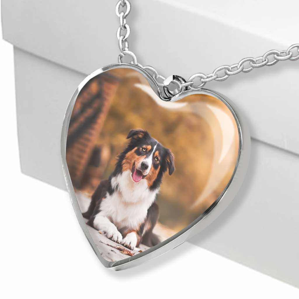 Collier pendentif cœur de chien personnalisé pour Noël « Quand je ferme les yeux »