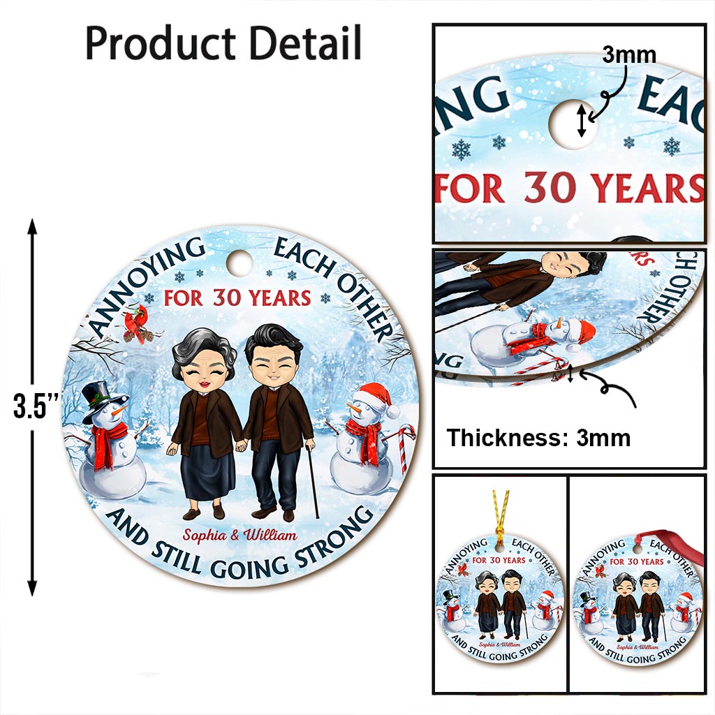 Et toujours aussi amoureux - Ornement de Noël personnalisé pour couple (Impression recto verso)
