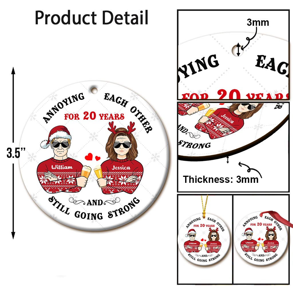 S'agacer mutuellement - Ornement de Noël personnalisé pour couple (Imprimé des deux côtés)