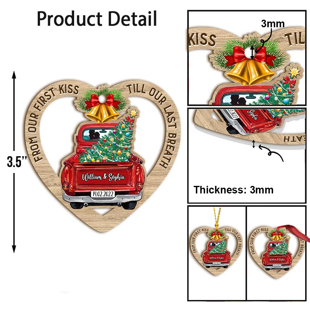 De notre premier baiser - Ornement de Noël personnalisé pour couple (Impression recto verso)
