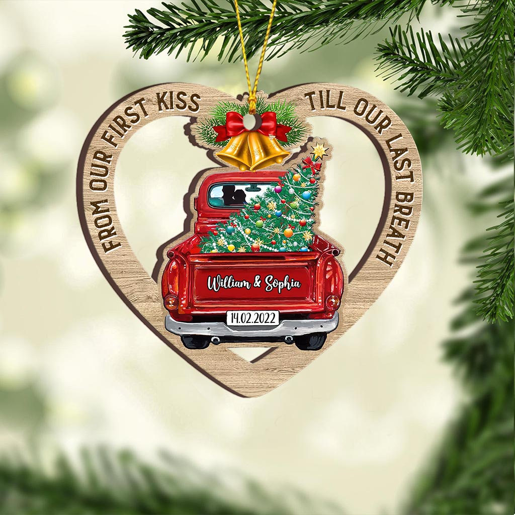 De notre premier baiser - Ornement de Noël personnalisé pour couple (Impression recto verso)