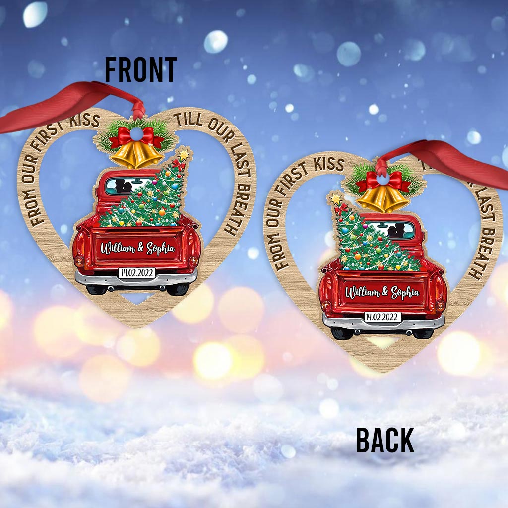 De notre premier baiser - Ornement de Noël personnalisé pour couple (Impression recto verso)