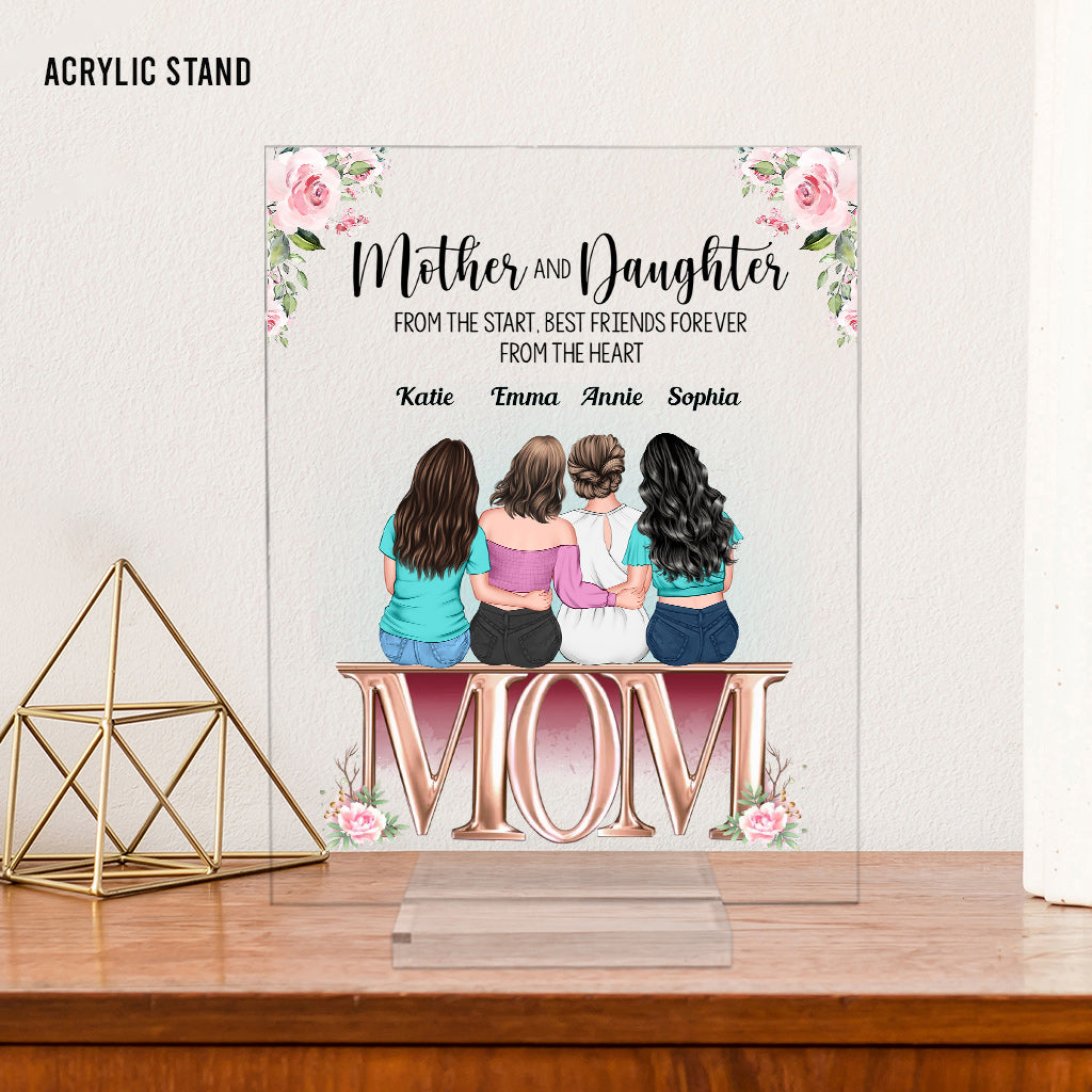 Mère et filles - Plaque acrylique transparente personnalisée pour maman
