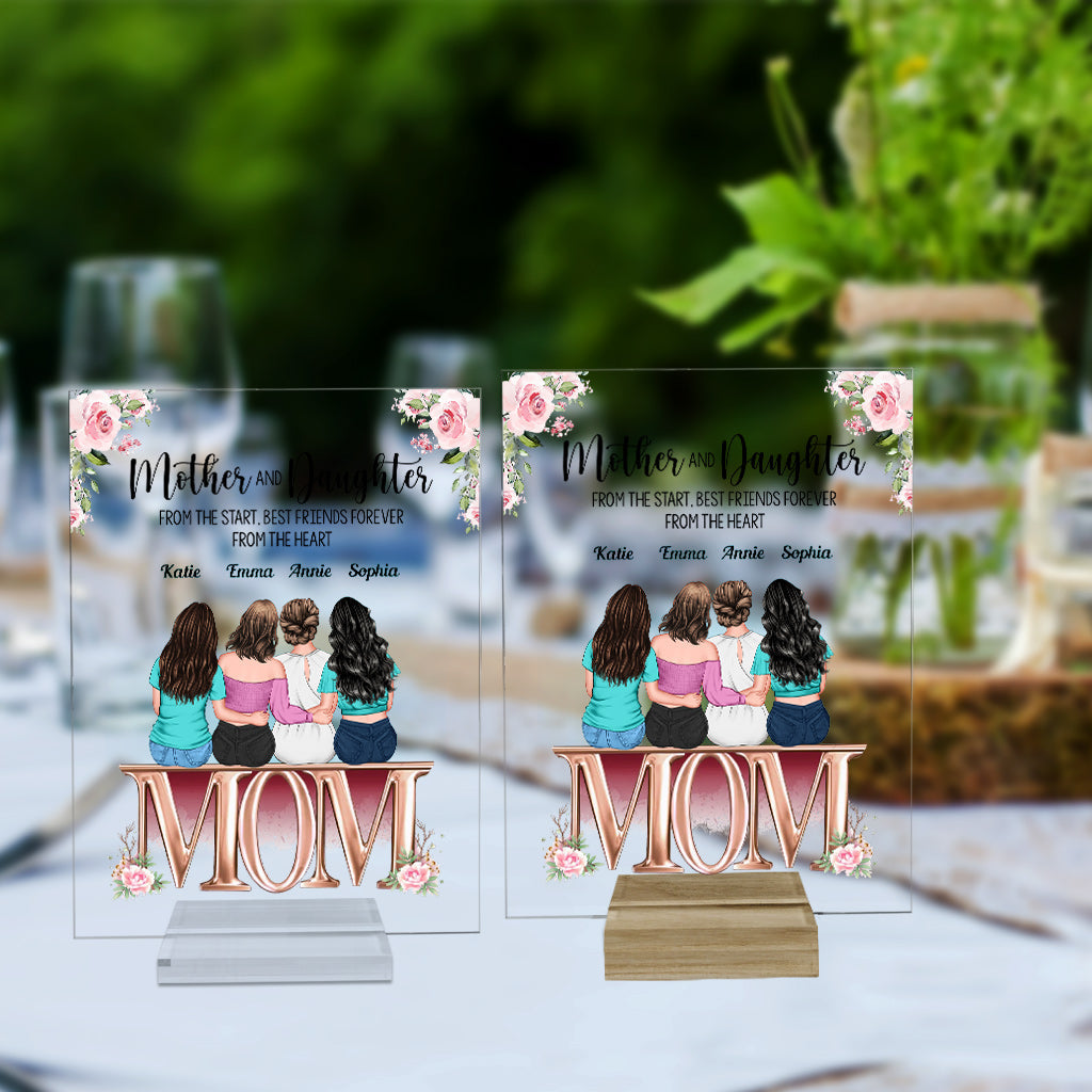 Mère et filles - Plaque acrylique transparente personnalisée pour maman