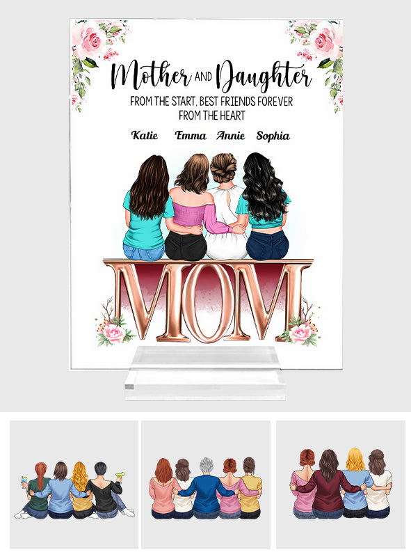 Mère et filles - Plaque acrylique transparente personnalisée pour maman