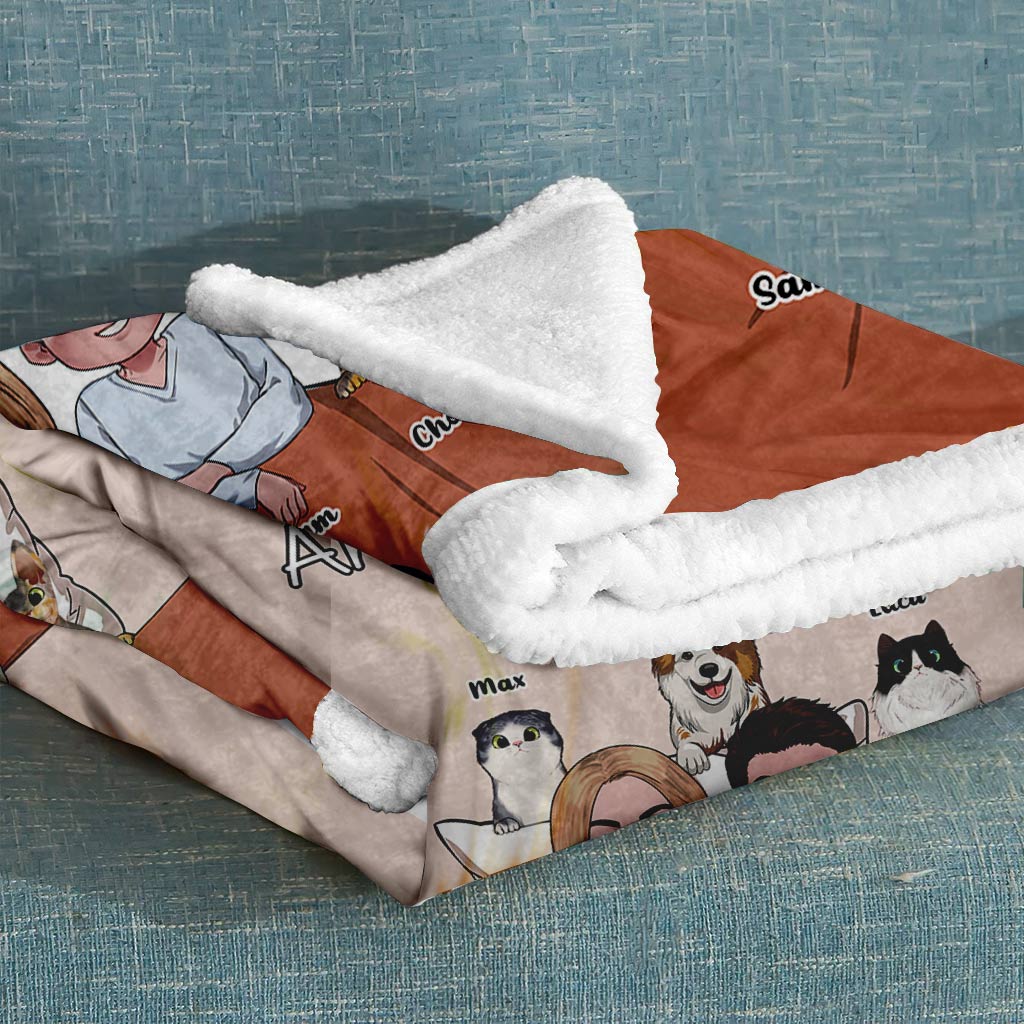 Couverture personnalisée pour couples « Toi, moi et nos animaux de compagnie »