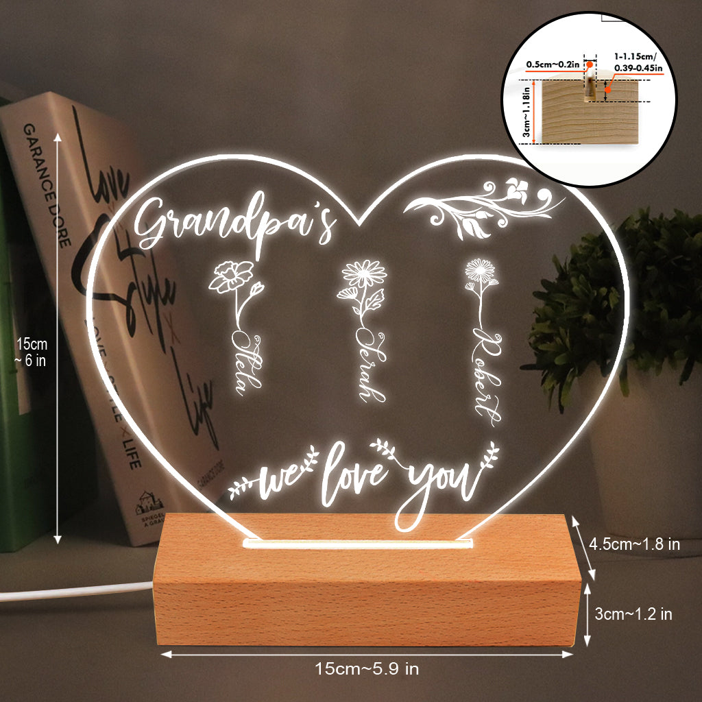 Le Jardin de Maman - Cadeau pour grand-mère, maman, tante, grand-père - Plaque lumineuse personnalisée