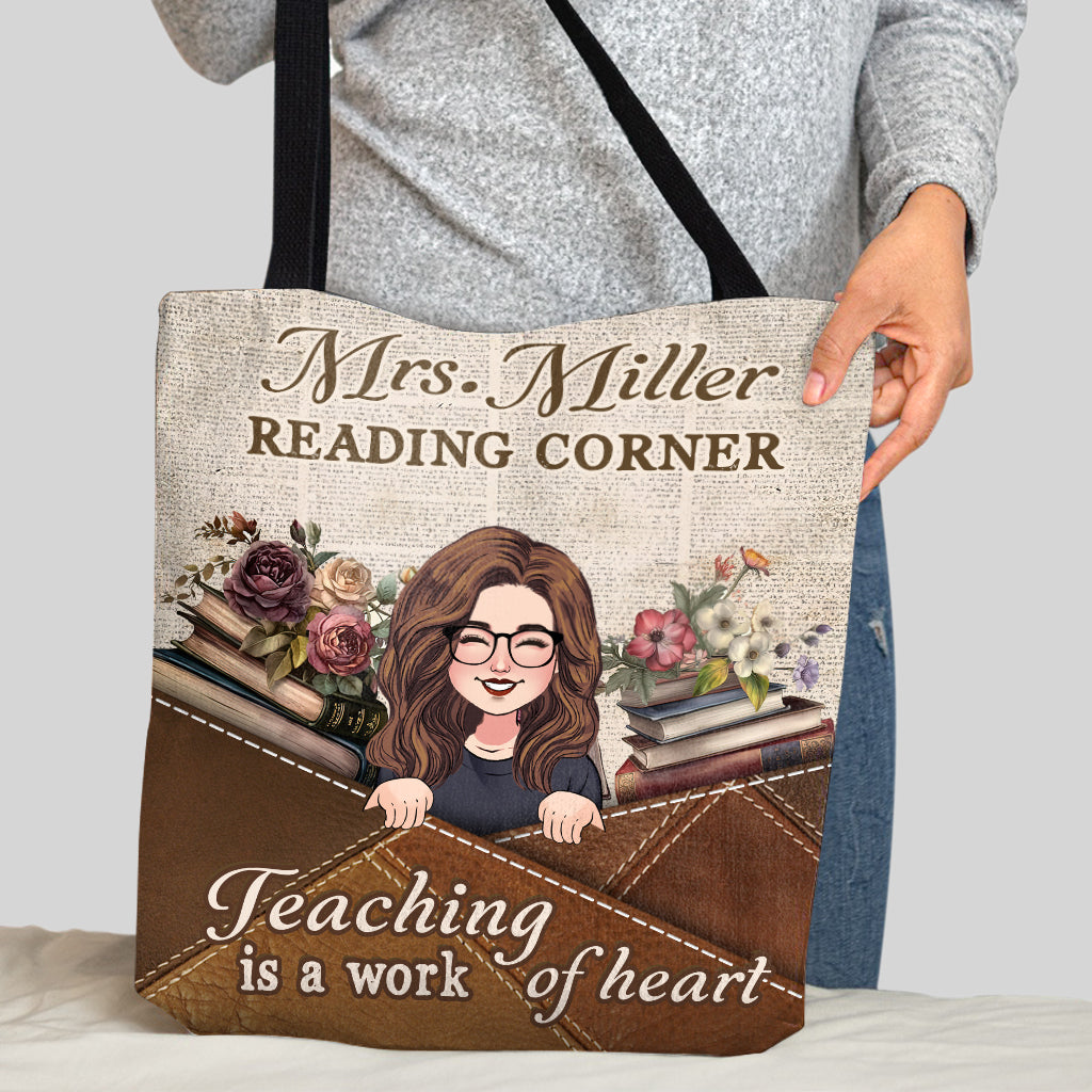 Teaching is a work of heart - Personalized Teacher Tote Bag
