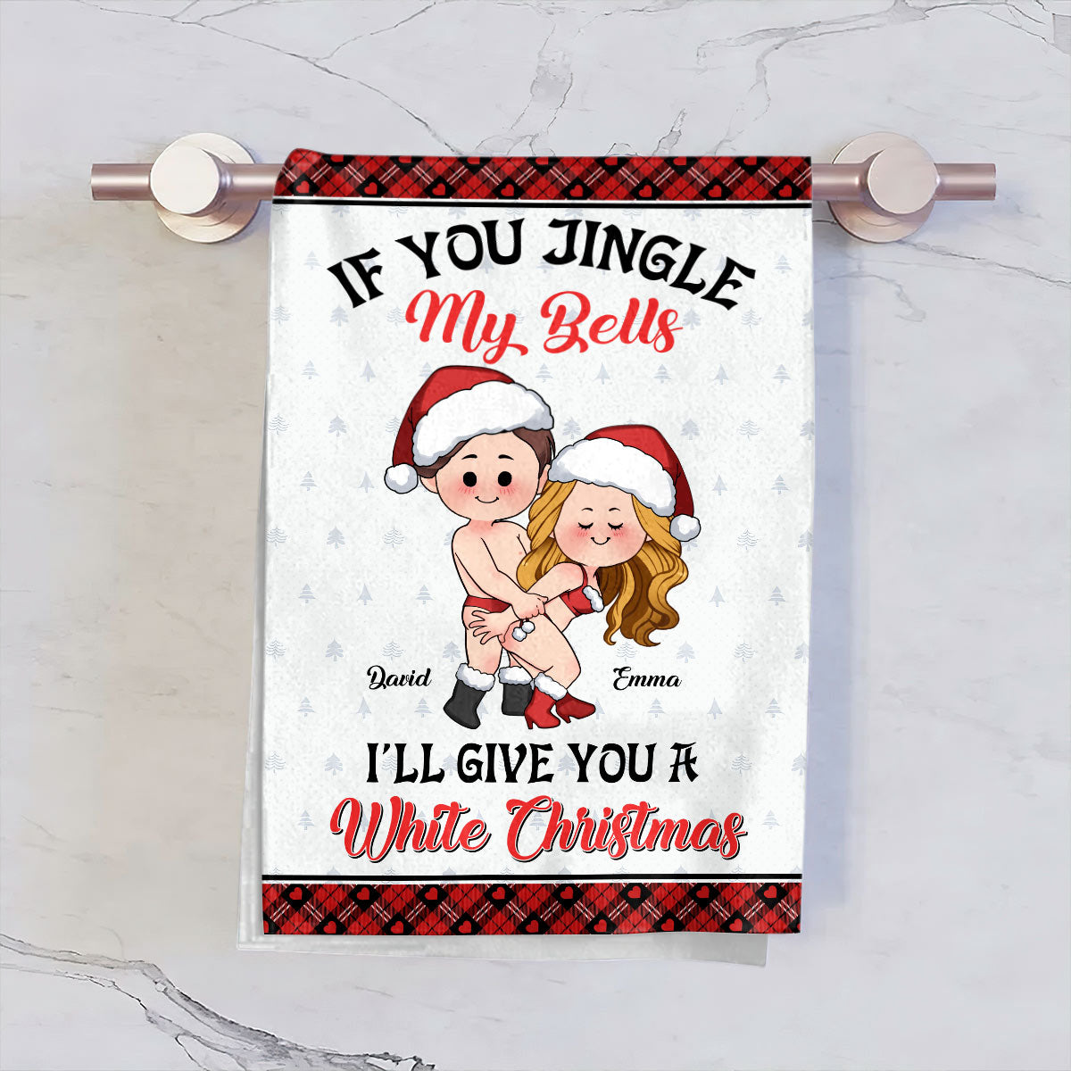 A White Christmas - Personalized Couple Golf Towel