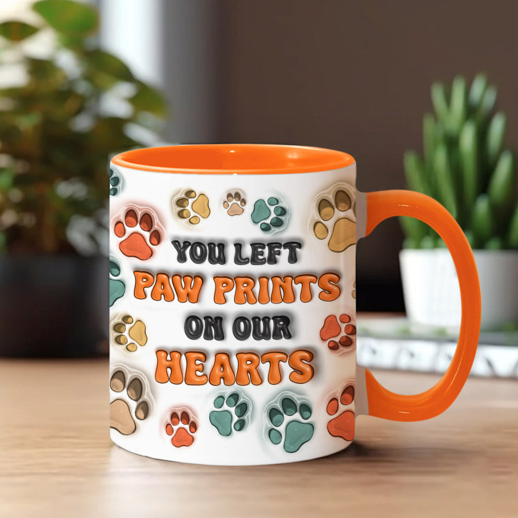 Tu as laissé des empreintes sur nos cœurs - Mug personnalisé avec ailes d'ange - Cadeau pour les amoureux des chiens, pour ceux qui ont perdu leur chien ou leur chat