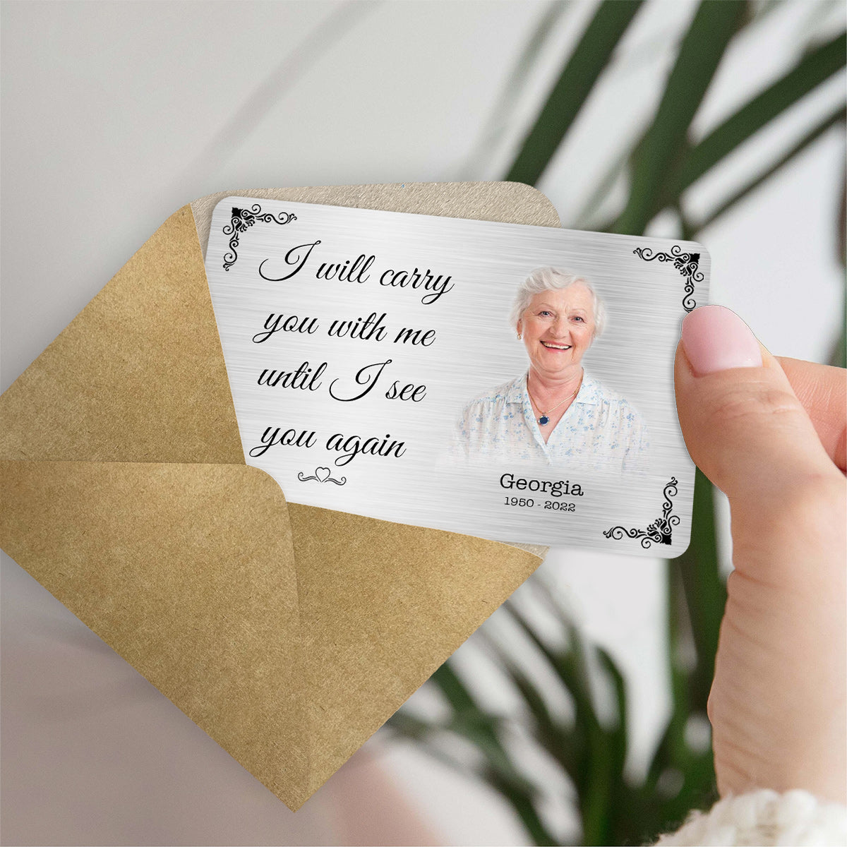 I Will Carry You With Me - Memorial gift for loss of - Personalized Wallet Insert Card
