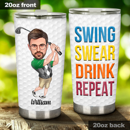 Swing Swear Drink Repeat - Gobelet de golf personnalisé