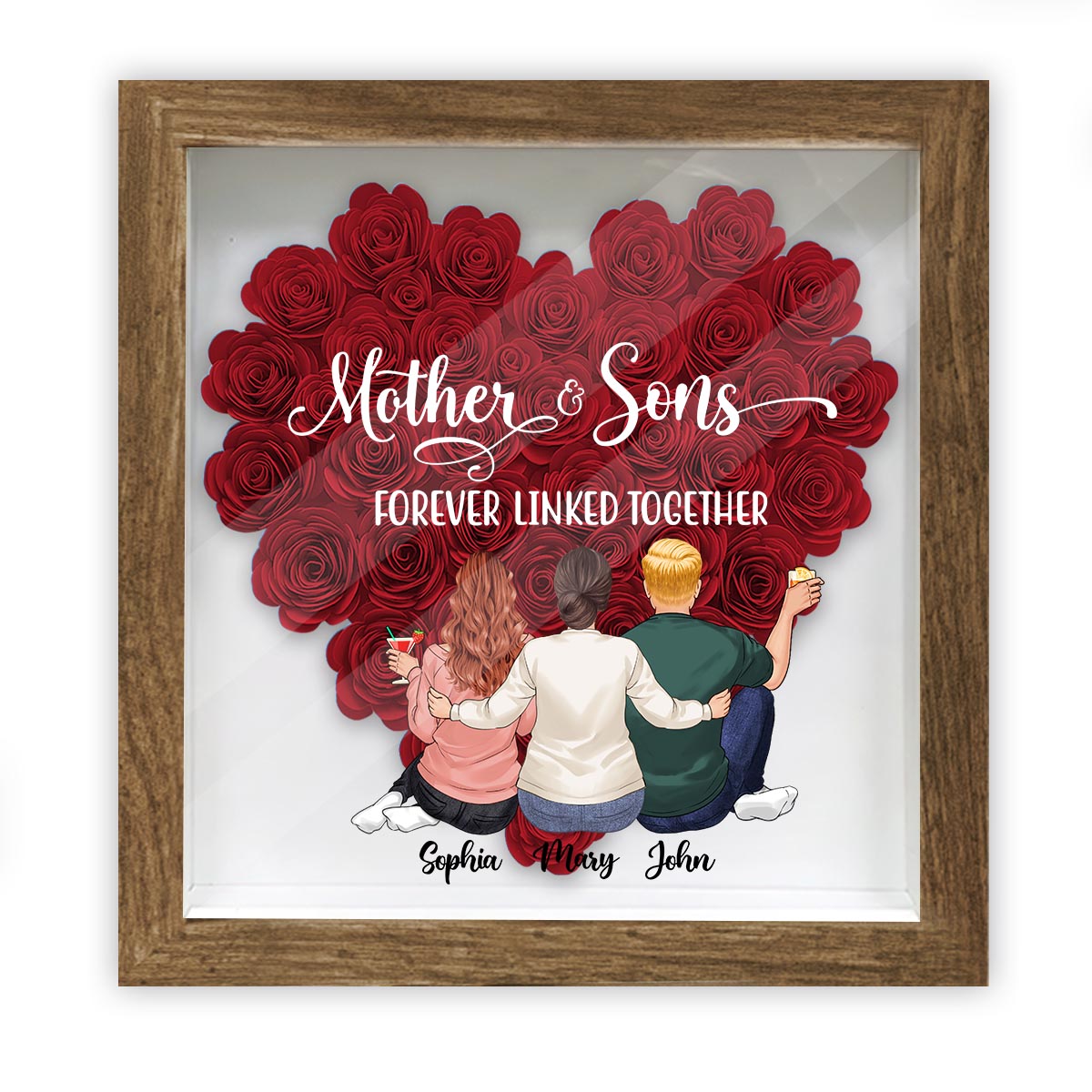 Mère et Filles - Cadeau pour maman, fille, fils - Boîte à fleurs personnalisée