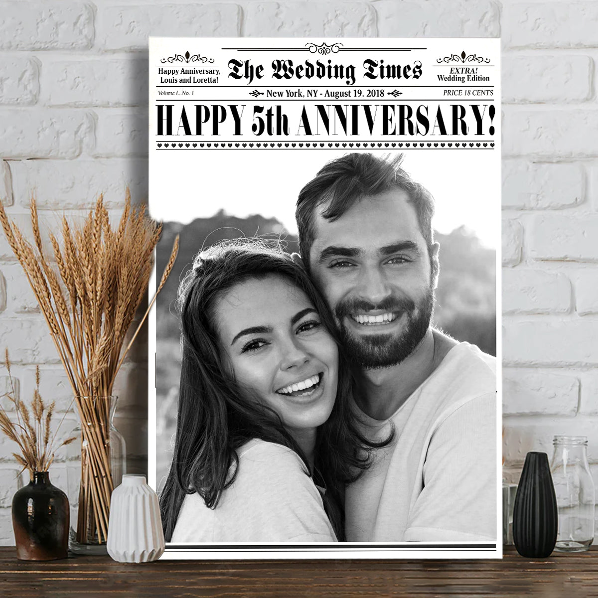 Le temps du mariage - Toile et affiche personnalisées pour mari et femme