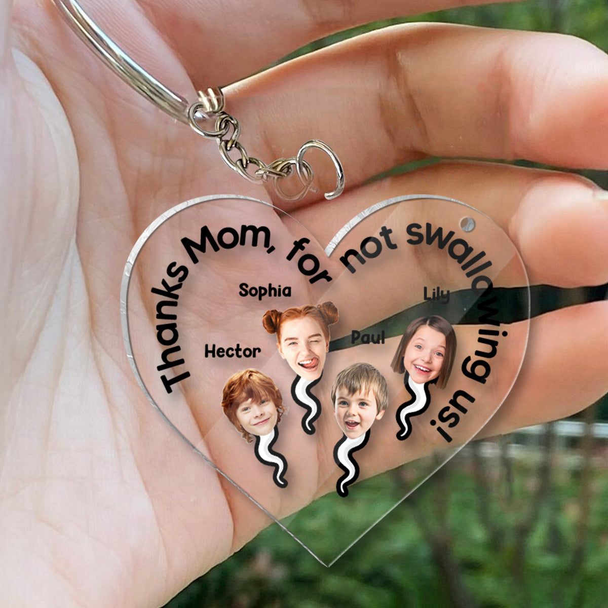 Merci maman de ne pas nous avoir avalés - Porte-clés transparent personnalisé pour maman