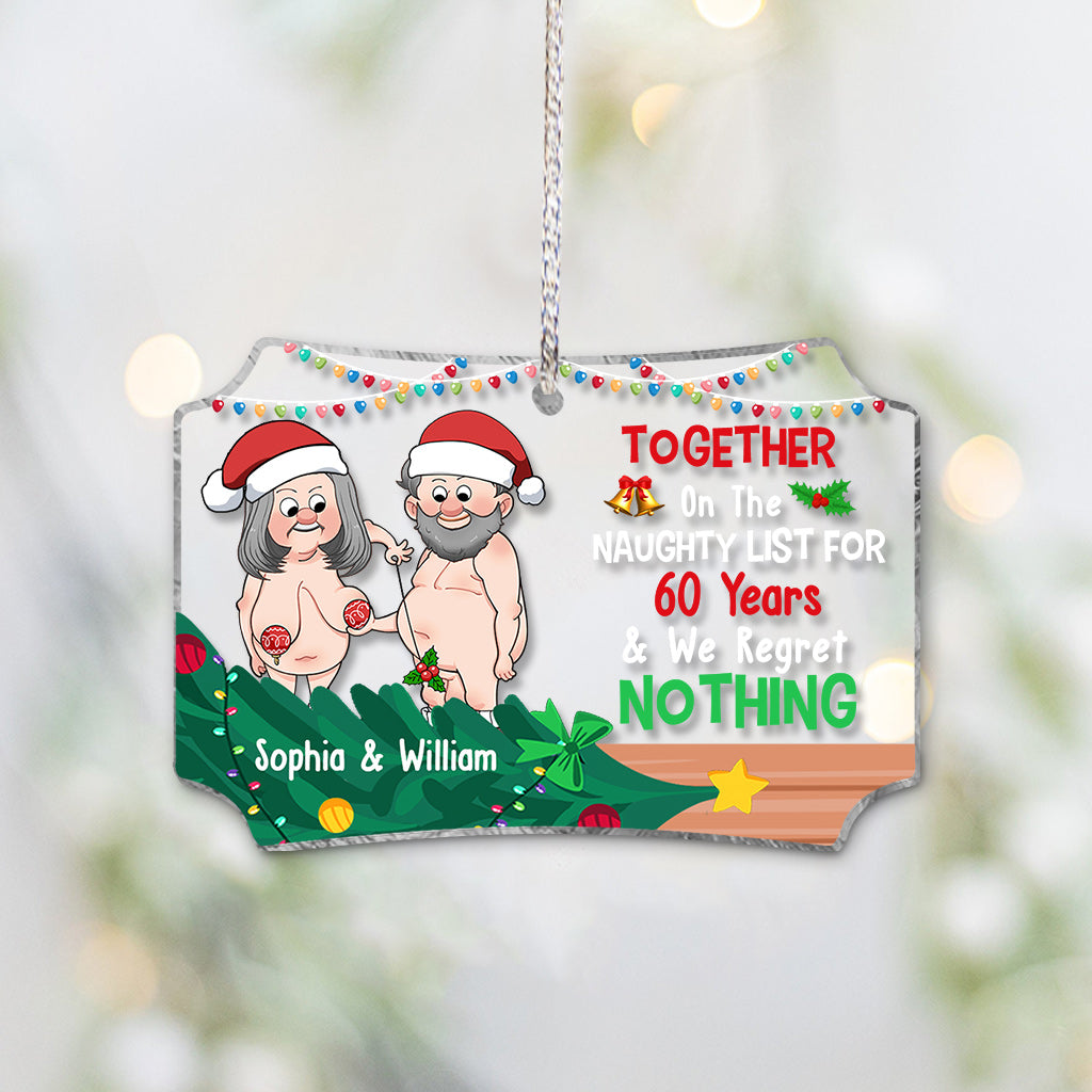 Together On The Naughty List - Personalized Couple Transparent Ornament