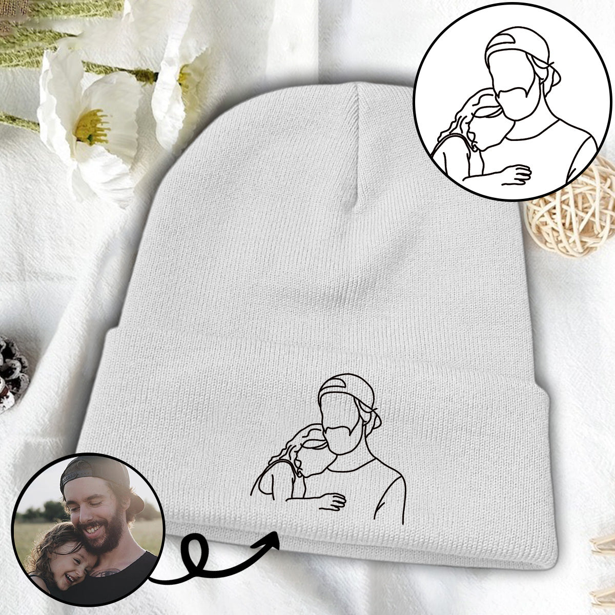 Bonnet brodé personnalisé avec photo - Modèle papa