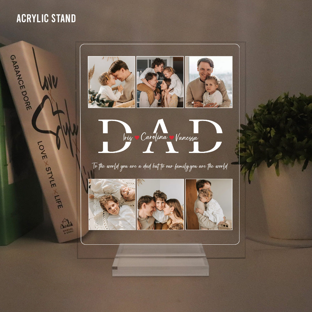 Meilleur papa du monde - Plaque acrylique transparente personnalisée pour papa
