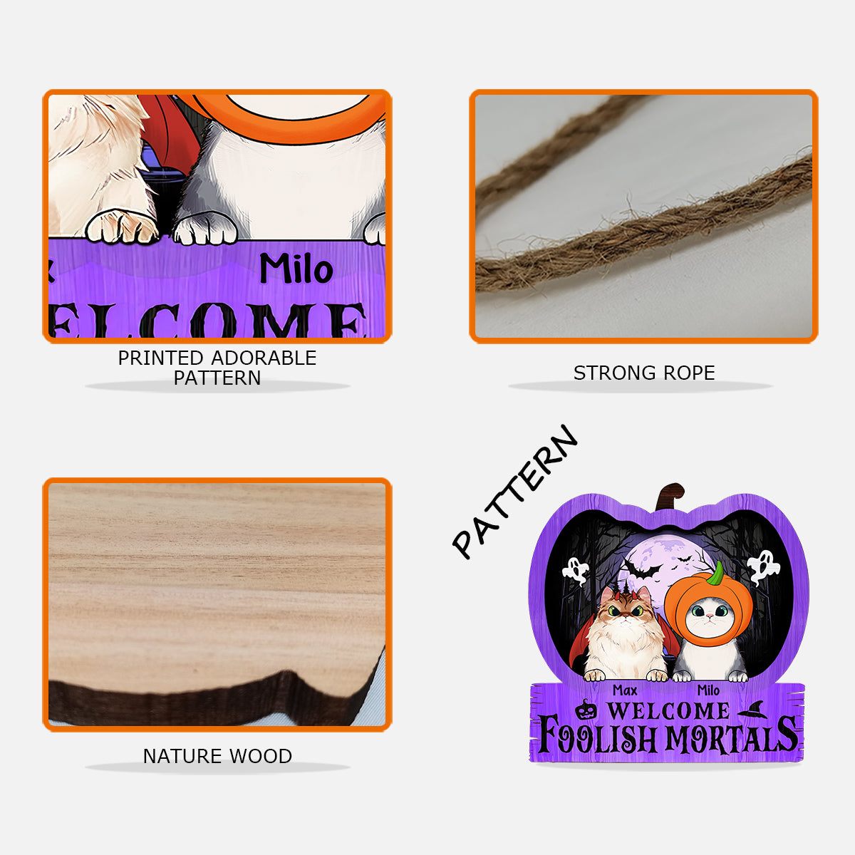 Bienvenue, pauvre mortel ! - Panneau en bois personnalisé avec un chat