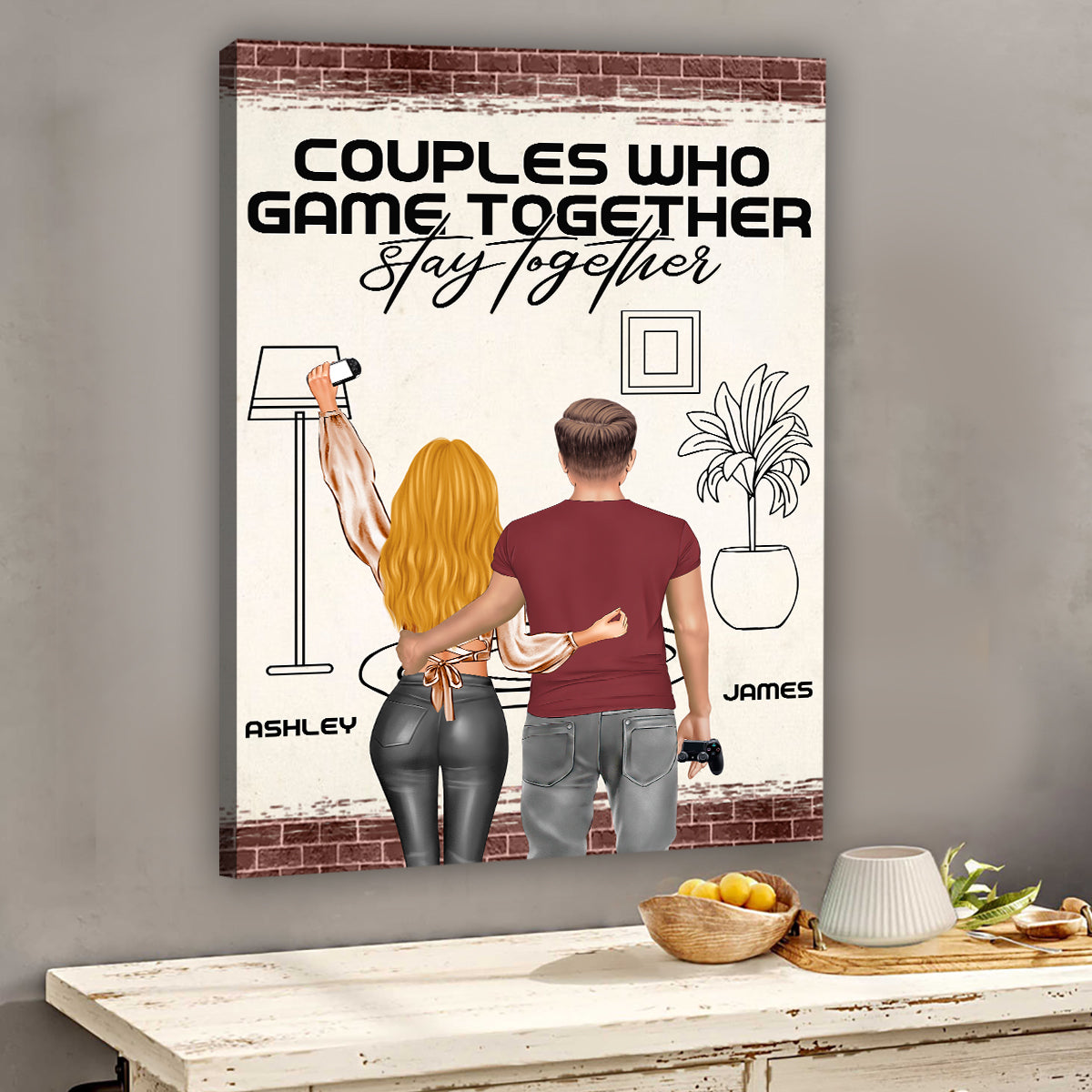 Les couples qui jouent ensemble restent ensemble - Toile et affiche personnalisées sur le thème des jeux vidéo