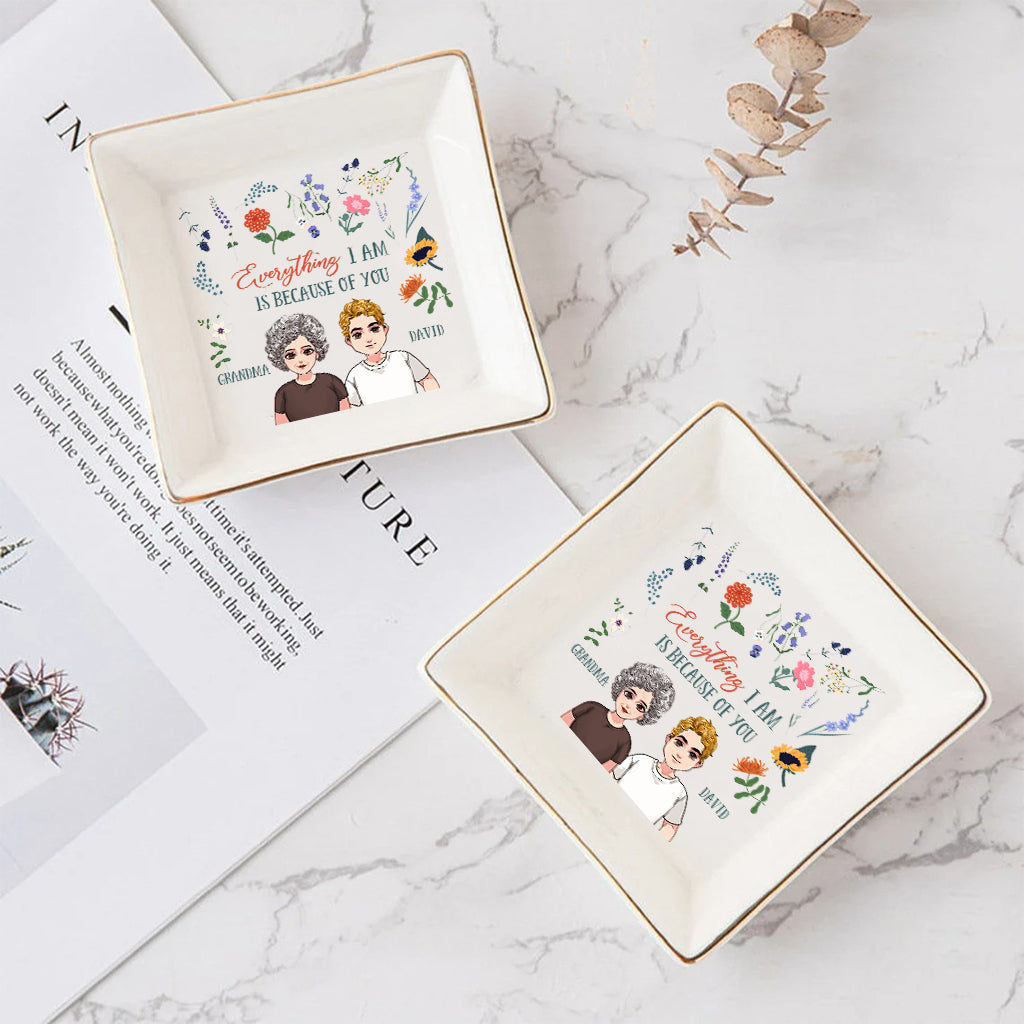 Tout ce que je suis - Cadeau pour maman, grand-mère, fille, fils, petite-fille, petit-fils - Porte-bijoux personnalisé