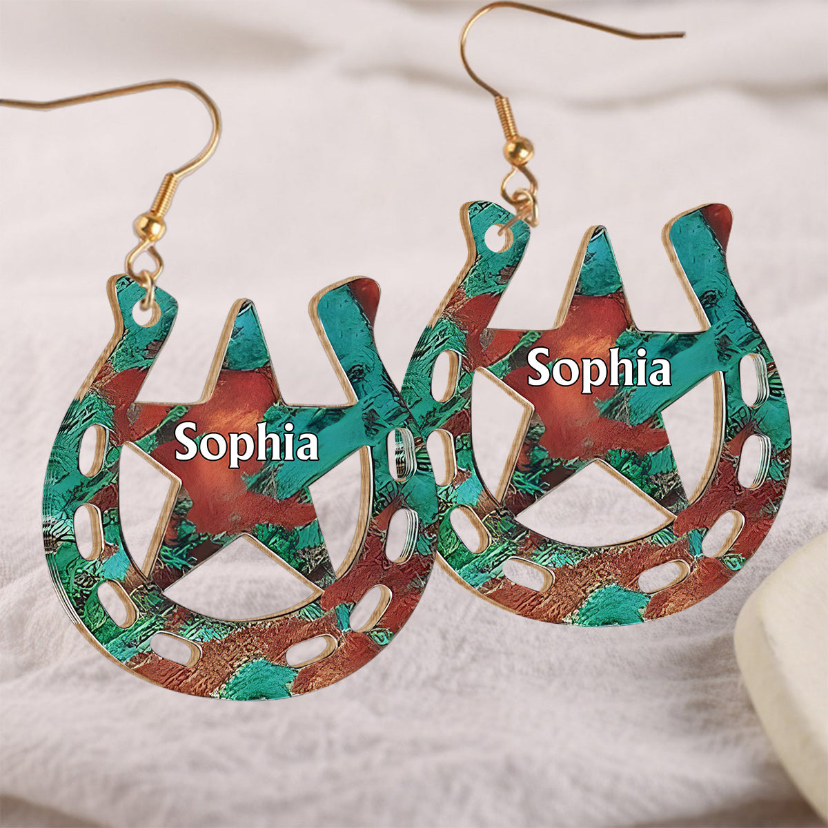 Boucles d'oreilles personnalisées en bois à motif cheval - Fille à cheval