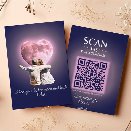 I Love You To The Moon & Back - Personalized QR Greeting Card