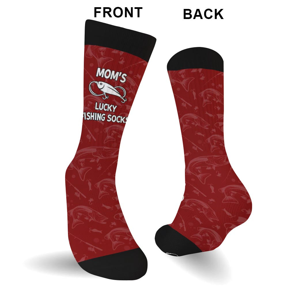Lucky Fishing Socks - Gift for dad, uncle, aunt, grandma, grandpa, mom, son, daughter, brother, sister, granddaughter, grandson, husband, wife, boyfriend, girlfriend, friend, co-worker - Personalized Socks