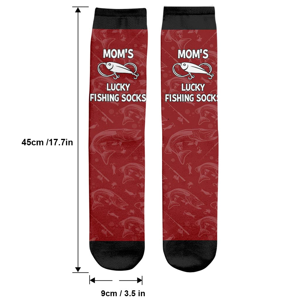 Lucky Fishing Socks - Gift for dad, uncle, aunt, grandma, grandpa, mom, son, daughter, brother, sister, granddaughter, grandson, husband, wife, boyfriend, girlfriend, friend, co-worker - Personalized Socks