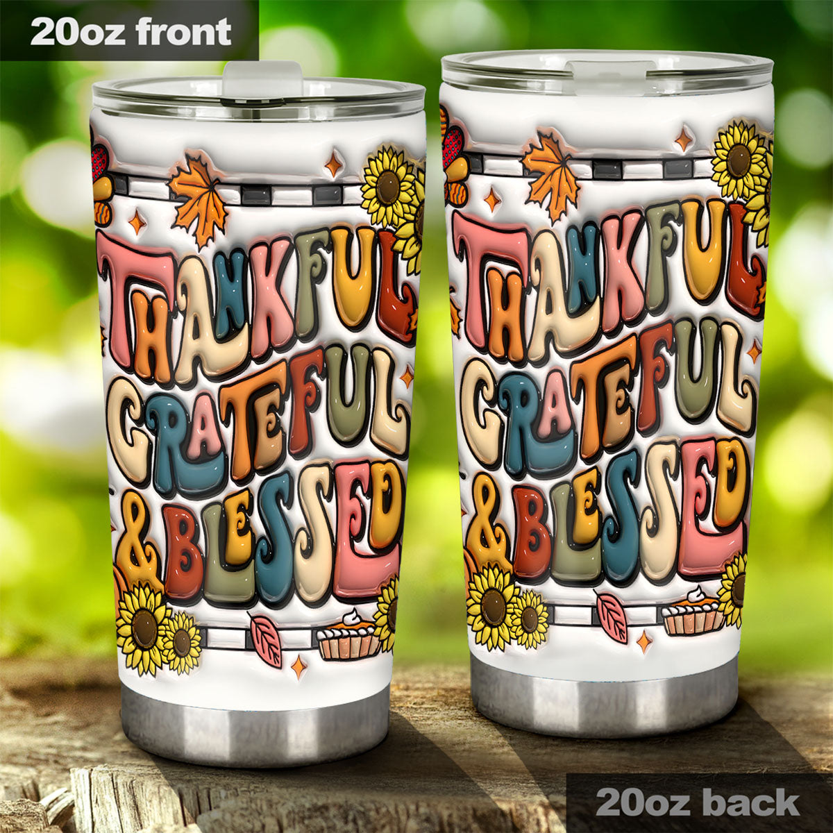 Gobelet de Thanksgiving « Reconnaissant, Grateful, Blessed »