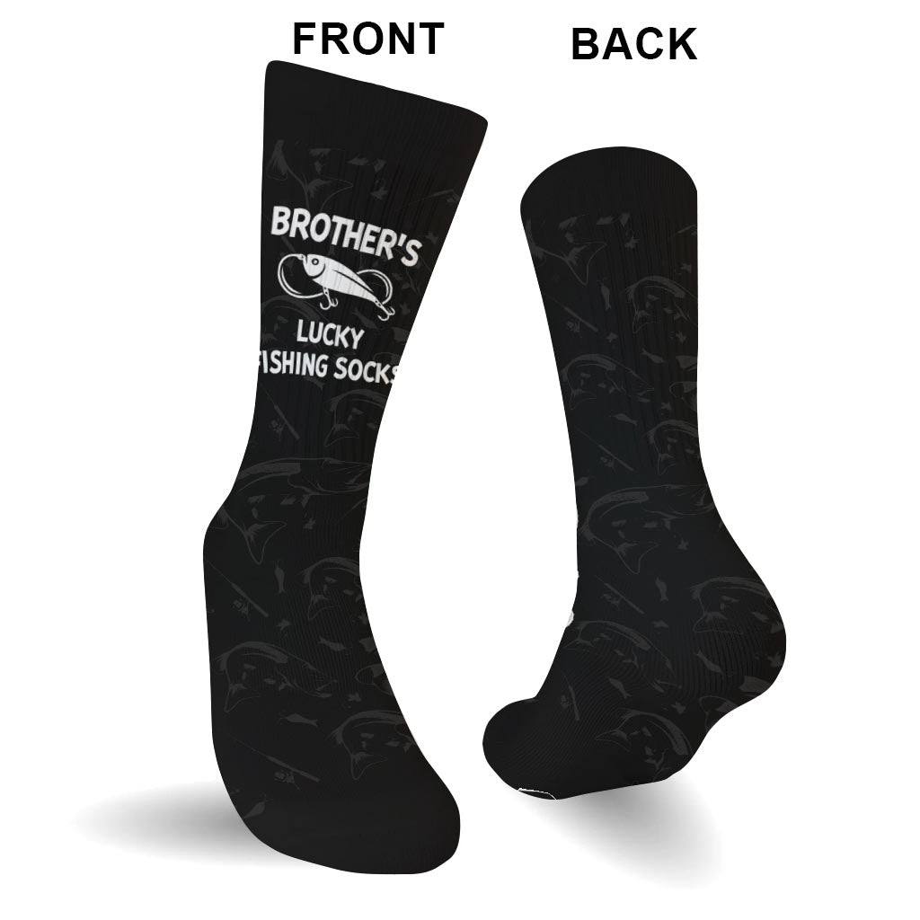 Lucky Fishing Socks - Gift for dad, uncle, aunt, grandma, grandpa, mom, son, daughter, brother, sister, granddaughter, grandson, husband, wife, boyfriend, girlfriend, friend, co-worker - Personalized Socks
