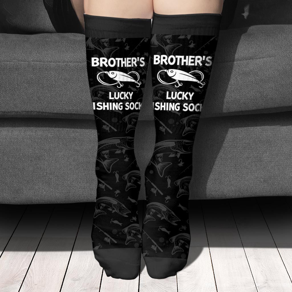Lucky Fishing Socks - Gift for dad, uncle, aunt, grandma, grandpa, mom, son, daughter, brother, sister, granddaughter, grandson, husband, wife, boyfriend, girlfriend, friend, co-worker - Personalized Socks