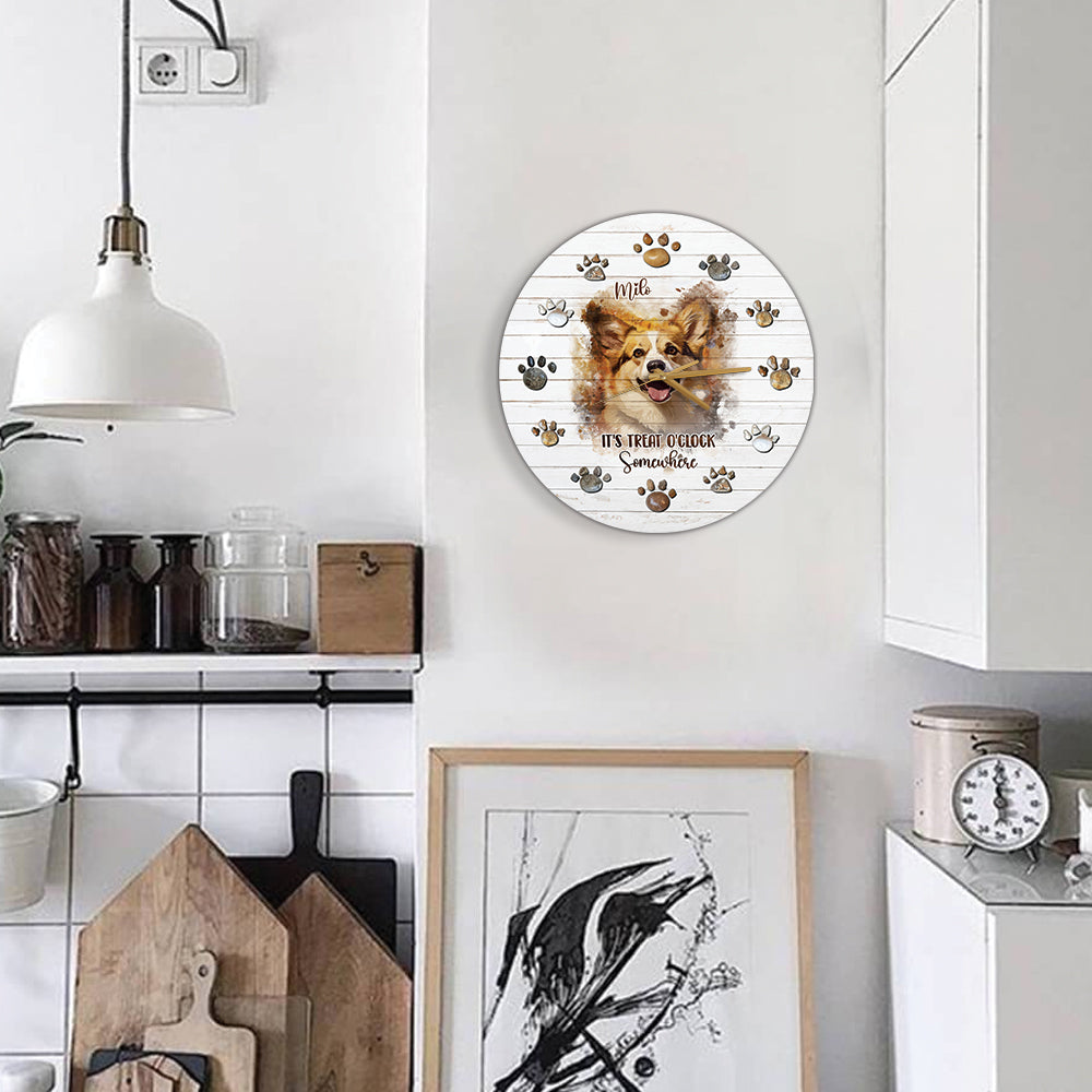 L'heure des friandises - Horloge murale personnalisée pour chien