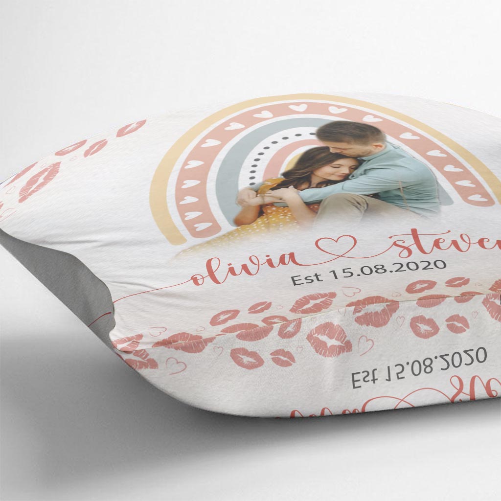 Coussin décoratif personnalisé pour couple - Cadeau d'anniversaire de mariage, de jeunes mariés ou de fiançailles