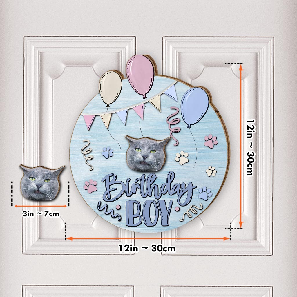 Birthday Boy Girl Pet Cat Dog - Personalized Cat Interchangeable Wood Sign