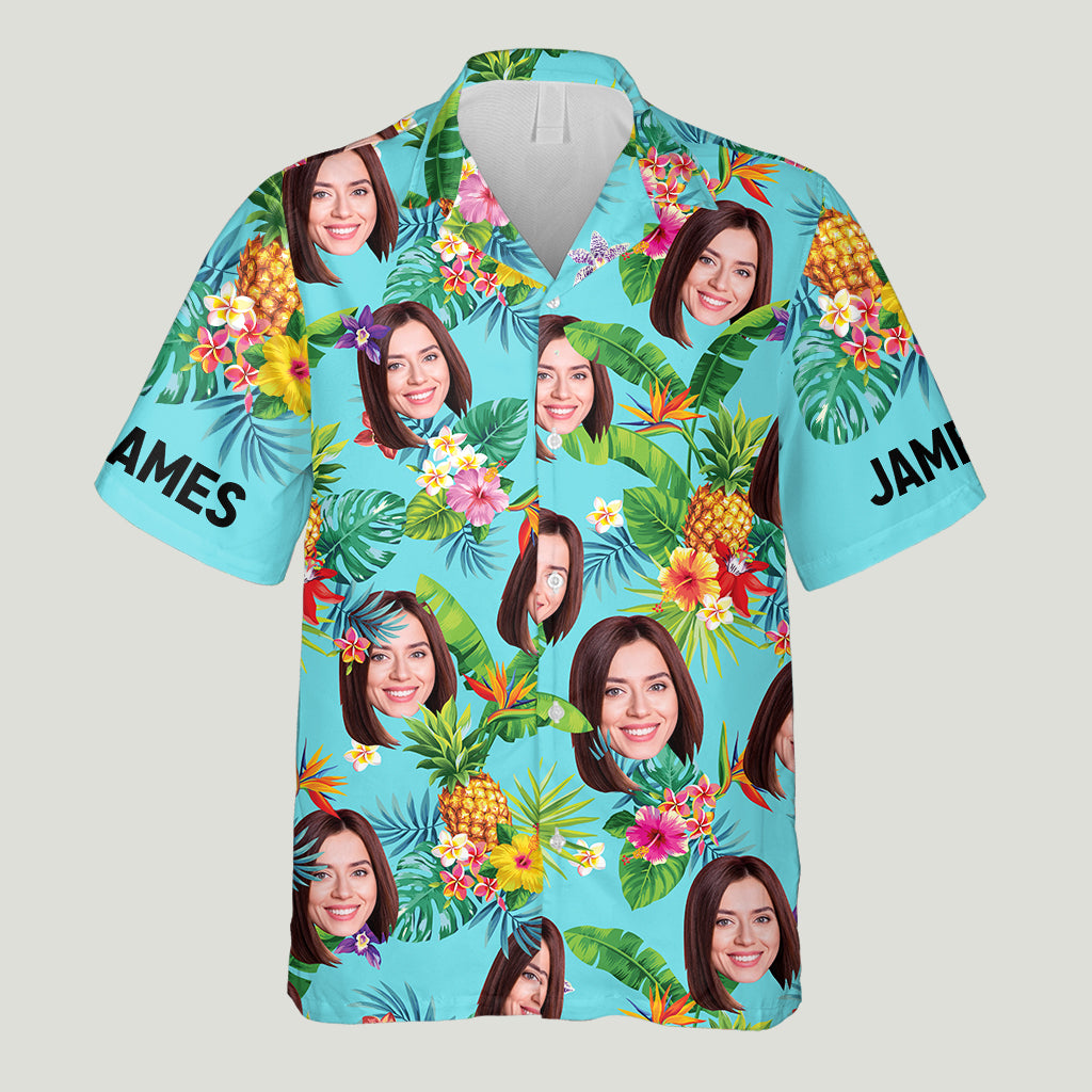 Chemise hawaïenne personnalisée « Amoureux de la mer » - Fleurs tropicales
