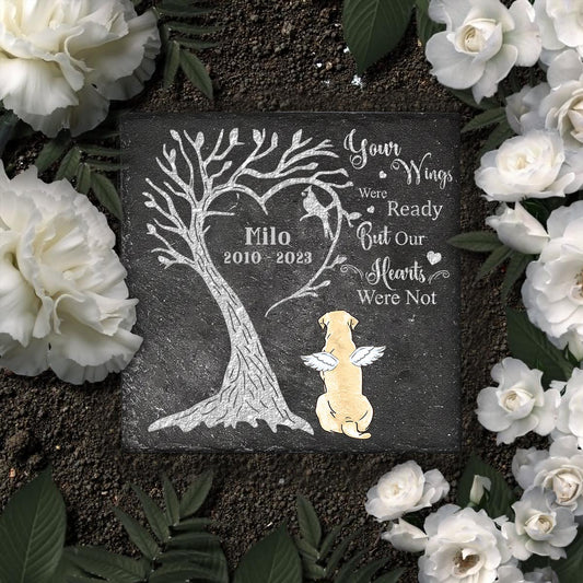 Tes ailes étaient prêtes - Pierre carrée personnalisée pour chien