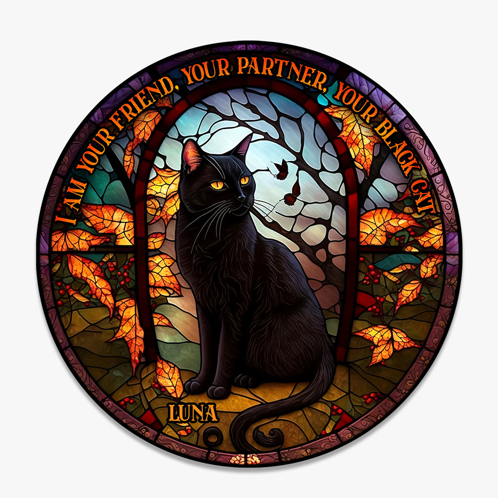 Chat noir - Panneau de jardin personnalisé en acrylique avec chat noir